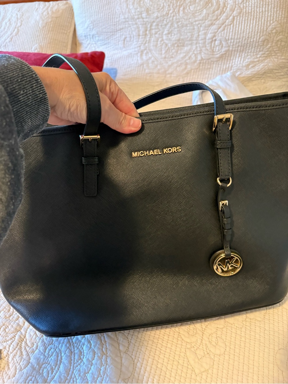 Michael Kors Black Saffiano Tote with Gold Hardware